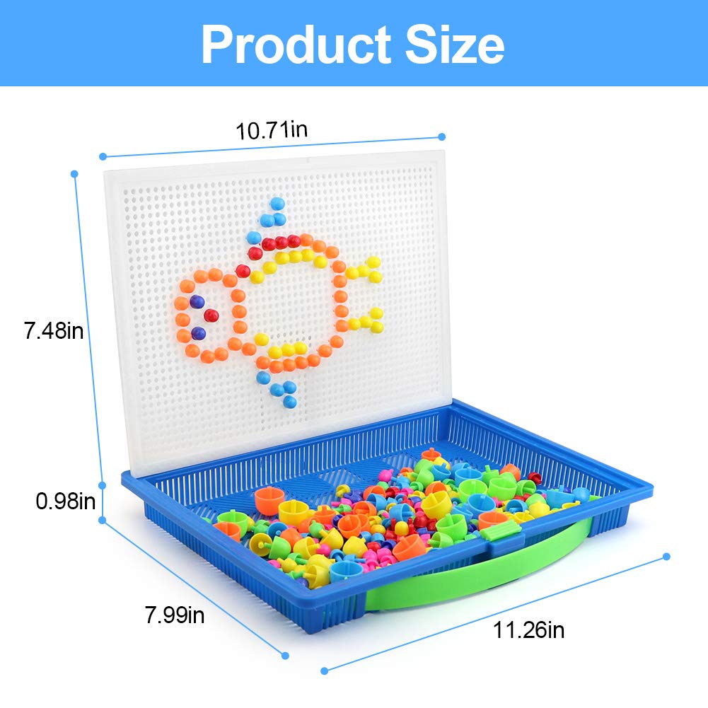 SENWOW 296Pcs Creative Mosaic DIY Puzzle Mushroom Nail The Composite Picture Peg Puzzle Game Intelligent 3D Games Educational Toys for Kids Children