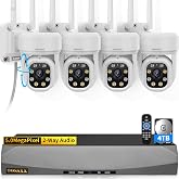 5MP PT Wireless Security Camera System Outdoor, 4TB HDD 120 Days Storage | 4K/16 Channel NVR, 2-Way Audio, Auto-Tracking, AI Human Detection, No Monthly Fee, Remote Control