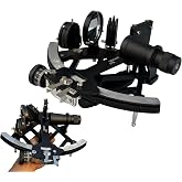 THINKSUP Professional 9 Inch Brass &amp; Aluminum Marine Sextant with Telescope &ndash; Celestial Navigation Instrument for Sailors, Nautical Survey, Maritime Collectible, Vintage Display, Educational &amp; Gift