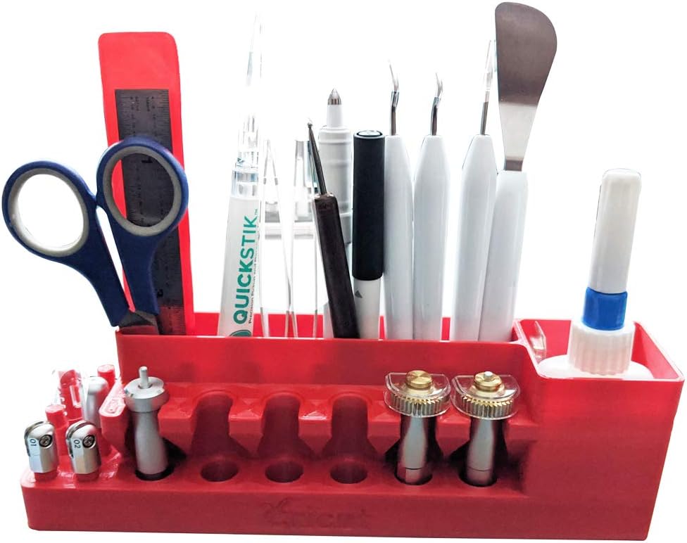 Organizer for Cricut Tools and Accessories Blade Holder Caddy, Tool Holder and Blade Caddy for Cricut Tools Organizer and Pen Adapter Holder for Cricut(Red)