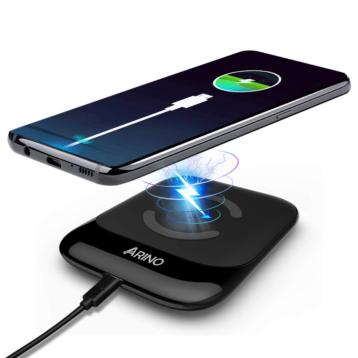ARINO Wireless Charger Fast Wireless Charging Pad Portable QI Fast Wireless Charging Station Compatible for iPhone Xs/Xs Max/Xr/X/8/8 Plus Samsung Galaxy S9/S9 Plus and Other Qi Enable Devices