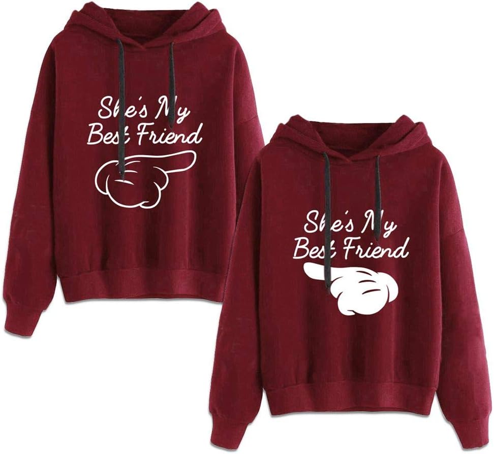 JWBBU Hoodies for Women Best Friend Sweatshirts Casual Friendship Pullover Long Sleeve
