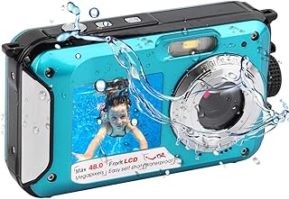 Unterwasserkamera 2.7K Full HD 48.0 MP Kamera Unterwasserkamera Digitalkamera Videorecorder Camcorder Selfie Dual Screen wasserdichte Kamera zum Schnorcheln 10 ft unter Wasser