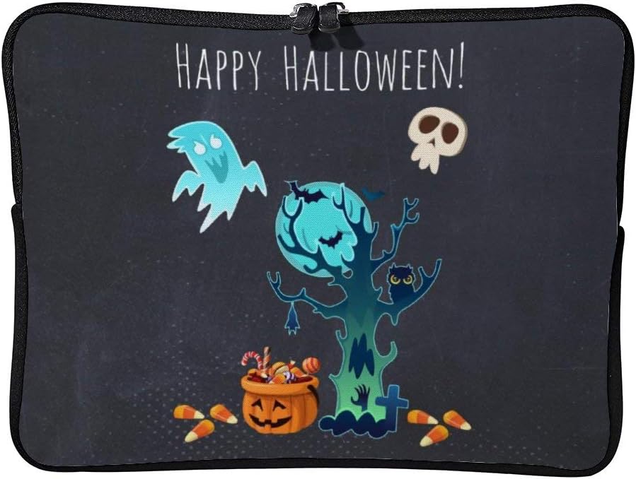 Elvoes Laptop Sleeve Water Repellent Neoprene Bag Protective Case Cover Compatible with Macbook Pro/Asus/Dell/Hp/Sony/Acer 13 Inch, Halloween Spooky Creepy Ghosts Bats Skulls Candy