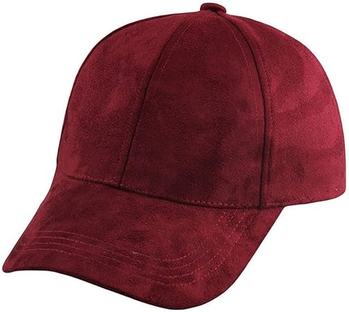 red suede baseball cap