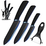 VKING セラミック包丁セット ナイフ 150mm 125mm 100mm 黒刃 3本包丁 １つ皮むき器 １つ包丁収納スタンド カーブピーラー キッチン4点セット 超軽量 セラミックナイフ フルーツナイフ セラミックピーラー ジルコニアナノメートルセラミック 牛刀 両刃 包丁 万能包丁 切れ味抜群 錆びない 抗菌 清潔 抗酸化加工 セラミックナイフ 切れ味長持ち 三徳ナイフ ペティナイフ 包丁 シェフナイフ 鋭いナイフ お手入れ簡単 業務用 家庭用 洋包丁 高級包丁 文化包丁 シェフズナイフ 庖丁 食器洗い乾燥機対応 キッチンナイフ 包丁