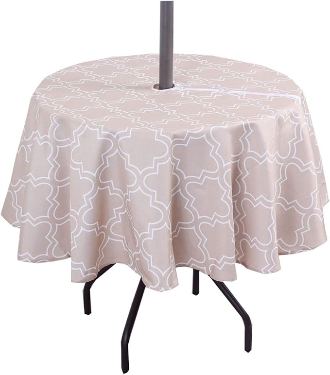 Poise3EHome Outdoor Tablecloth Round with Umbrella Hole