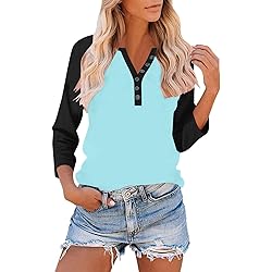 Womens 3/4 Sleeve Tops and Blouses Plus Size