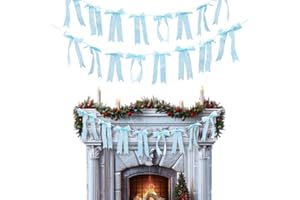 chmacura 2 Strings Baby Shower Wreath Bow Birthday Craft Bows Ornaments Light Blue Silk Bow Wedding Anniversary Hanging Bows for Home Front Door Decorations