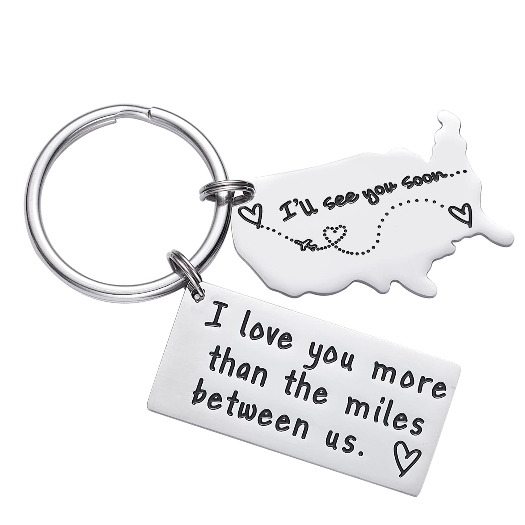 LParkin I Love You More Than The Miles Between Us Long Distance Relationship Boyfriend Girlfriend Going Away Gift State Keychain