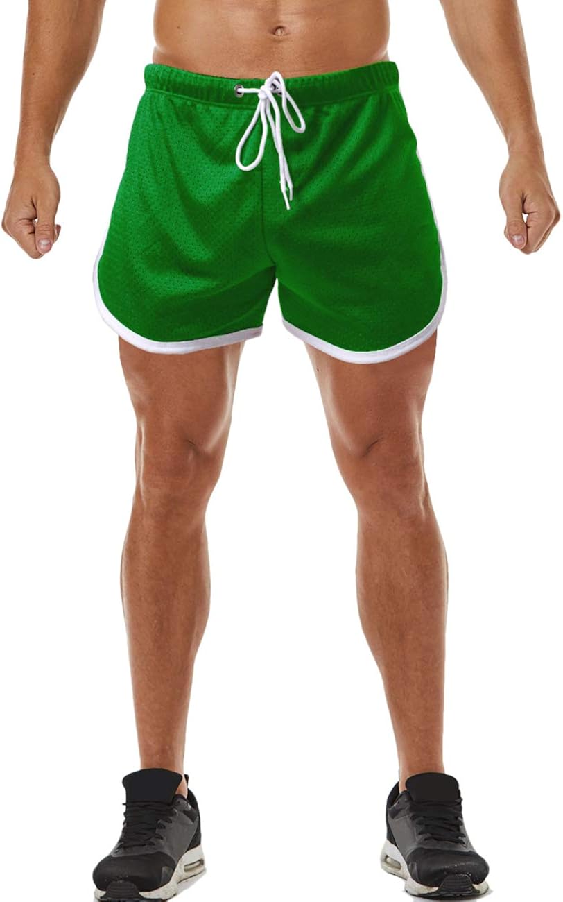 Ouber Mens Fitted Shorts Bodybuilding Workout Gym Running Tight Lifting Shorts Workout Shorts