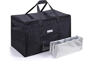Homemell XXXL Insulated Delivery Bag with Drink Carrier, 23x15x14 Thermal Tote for Hot/Cold Food Transport, Delivery, Catering, Groceries, Large, Easy-to-Clean, Foldable Cooler with Padded Handle