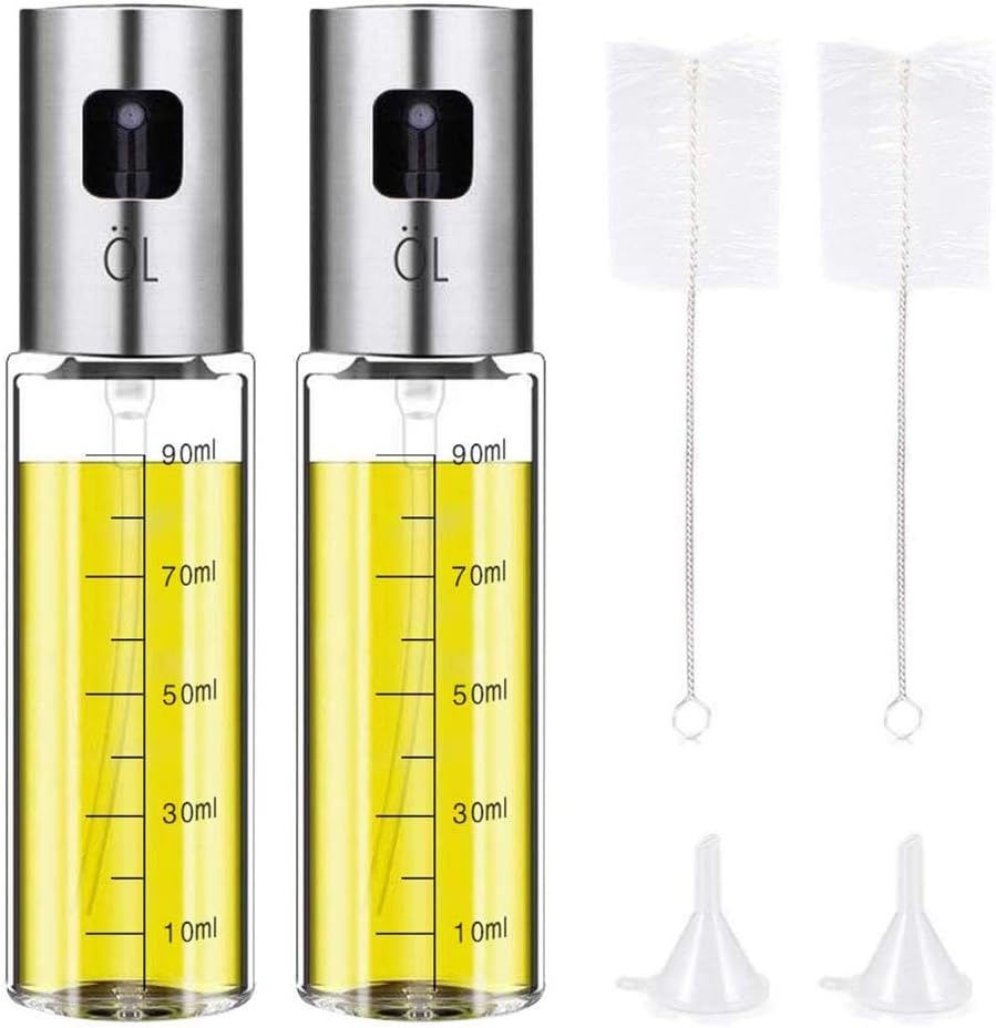 2PCS 100ml Oil Spray Bottle Reusable Oil Spray Pump Oil Atomiser Spray