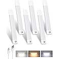 EZVALO Under Cabinet Lighting, 50 LED Rechargeable Under Cabinet Lights Wireless, 3 Color Temps 11.8in Motion Sensor Light Indoor, Dimmer Closet Lights for Pantry, Kitchen, Bedroom, Wardrobe (6 Pcs)