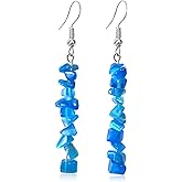 JIUIQL Unique Handmade Bohemian Crystal Quartz Earrings Colorful Natural Chakra Stone Dangle Drop Earrings for Women Statement Jewelry Gifts