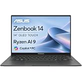 ASUS Zenbook 14 OLED Touchscreen Laptop,14" FHD+, AMD Ryzen AI 9 465 (> Intel Ultra 9 288V), 16GB DDR5, IST Computer Customized 256GB/512GB/1TB/2TB SSD, Copilot+ PC, 1080p Webcam, Backlit, Win 11 Pro