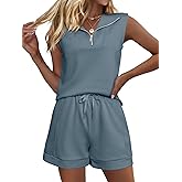 Glamaker Women's Two Piece Short Sets Summer Lounge Sweatsuits Air Essentials Sleeveless Outfits Travel Tracksuit