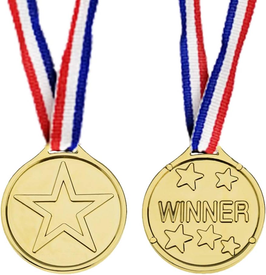 Gold Plastic Winner Award Medals for Kids Children's Party Sports Competition, 36 Pieces