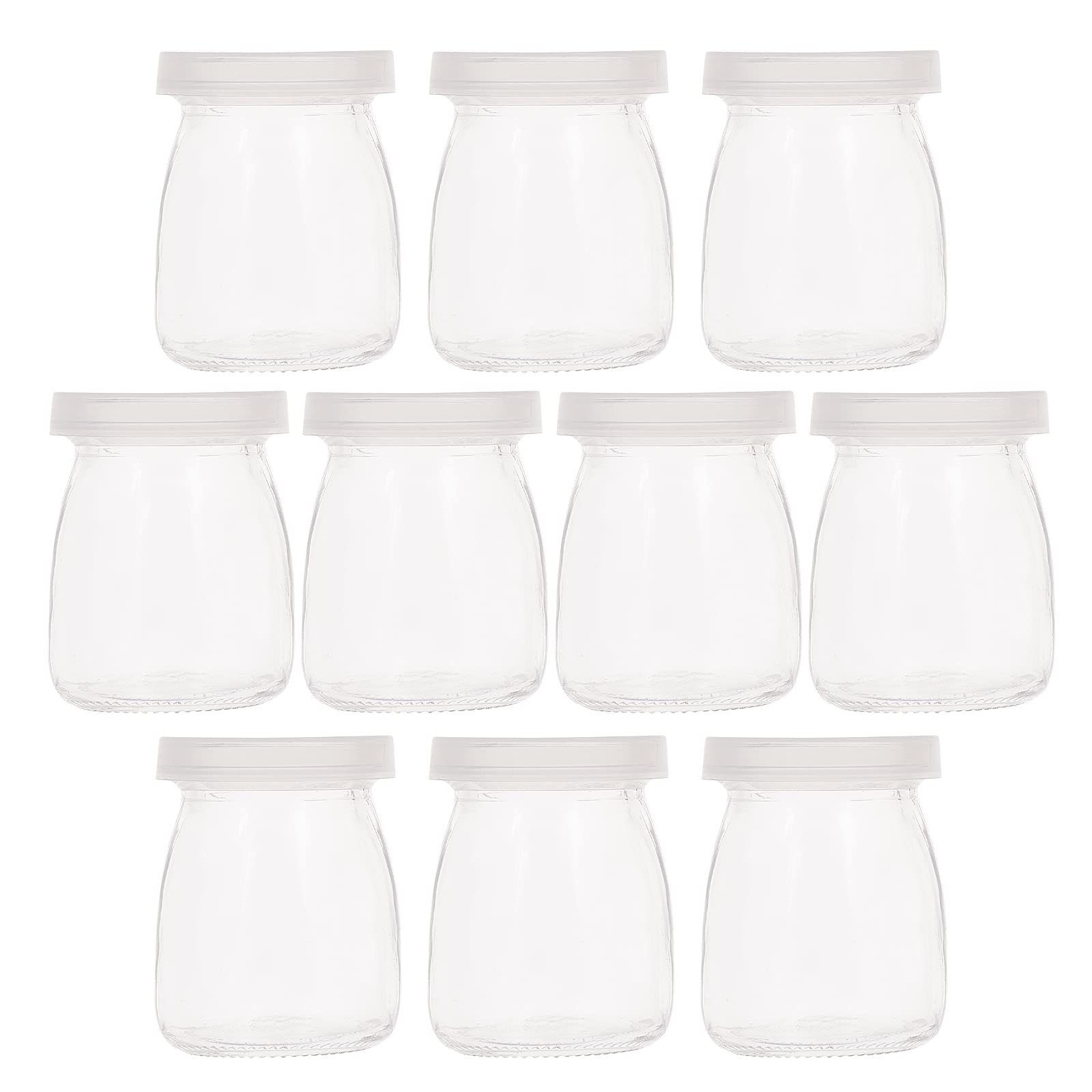 SUPERFINDINGS 10pcs Small Glass Favor Jars 100ml Mini Glass Jars with Plastic Cover Mini Vials Small Glass Favor Jars Yogurt Pudding Glass Storage Jars for Party Favors Wedding Favors