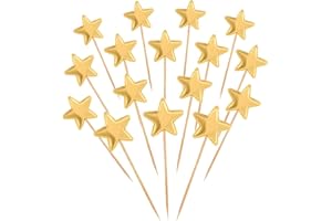 Thinp 50 Pcs Gold Star Cupcake Toppers,Stars for Cake Decorating Star Cake Toppers Gold Cupcake Toppers Sticks for Wedding Engagement Bridal Shower Birthday Party