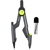 M&amp;G Professional Metal Geometry Compass, 12.59 Inch Maximum Diameter, Lockable Distance &amp; Safety Retractable Needle, Includes Extra Lead, Ideal for Drafting &amp; Drawing