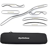 myomotions 6-Piece Stainless Steel Iastm Set - Muscle Scraper Massage Tool for Deep Tissue by myofascial Release Tool Comes with a Storage Bag