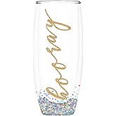 Slant Collections Champagne Glass Stemless Champagne Flute, 8-Ounces, Hooray