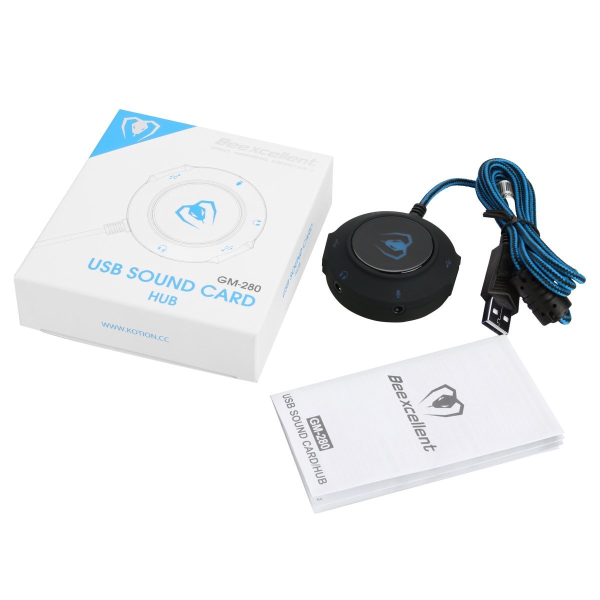 Micolindun External Sound Card USB Hubs Audio Adapter to USB Port & 3.5mm Audio & Micro Jack for PC Laptop. Plug and Play (Blue)