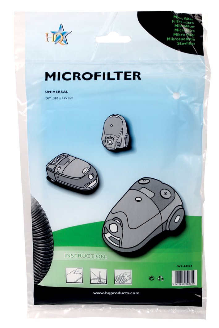 Universal micro filter for vacuum cleaners can be cut to size.