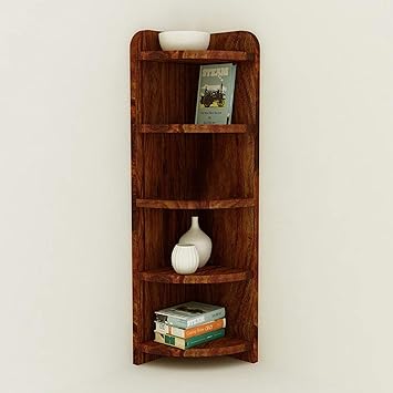 Mamta Decoration Sheesham Wood 5 Tier Corner Wall Shelves For