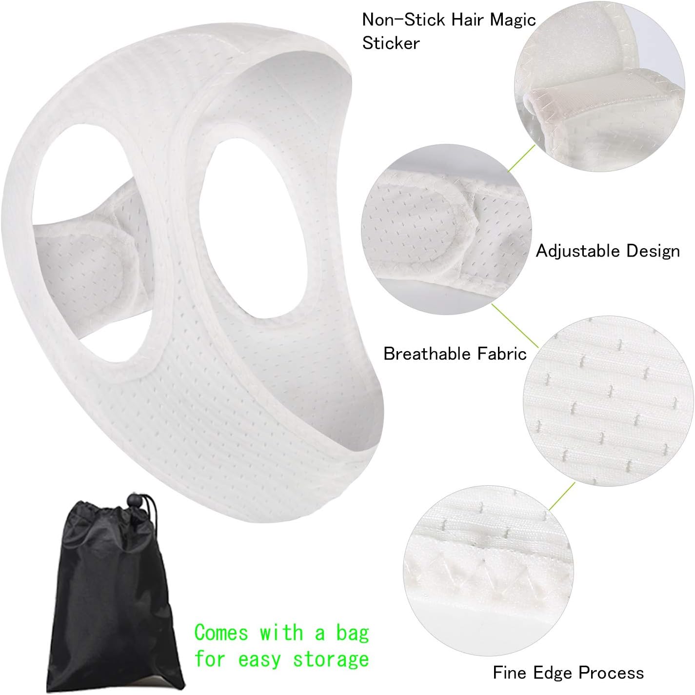 Chin Strap for Cpap Users Anti Snoring Devices - Forzacx Breathable Cpap Chin Strap Snoring Solution, Soft Non-Stick Hair Snore Stopper, Elastic Easy to Wear - White: Health & Personal Care