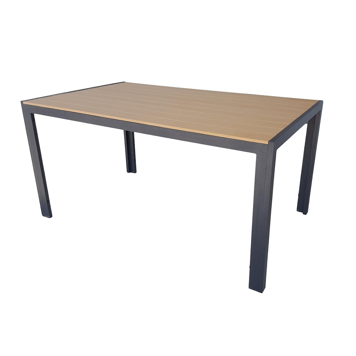 Gartentisch mit Kunst Holz Polywood natur Aluminium Metall ...