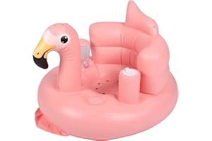 INFLATEFLY Baby Seat Inflatable Infant Floor Seat Toddler Chair Support Sitting Up Built in Air Pump with Tinkling Bells for 5-36 Months Home and Travel (Pink)