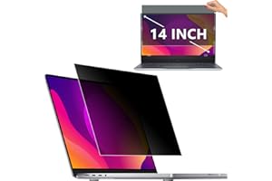 HALLOIVE Laptop Privacy Screen 14 Inch, Removable 16:9 Aspect Privacy Filter Screen Protector for 14 Inch Laptop, Anti Glare Blue Light Slide Mount Tabs Cover for Generic Computer Moniter Privacy Shield 14 in
