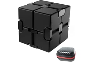 FUFUYOU Infinity Cube Fidget Desk Toy - Premium Quality Frosted Style Infinite Magic Cube for Adult Fidget Toys Relieve Stress and Anxiety,Flip Toy for ADHD, ADD, OCD, Ultra Durable (Black)