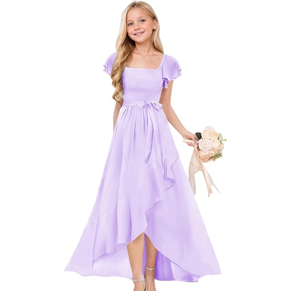 Amazon.com: wyxis Off-Shoulder Aqua Junior Bridesmaid Dresses Long Chiffon Flower  Girl Dresses Girls Pageant Dress with Bow Size 2: Clothing, Shoes & Jewelry