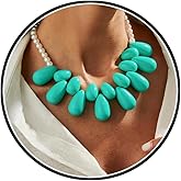 Bohemian Beads Choker Necklace for Women, Colorful Acrylic Waterdrop Pearl Statement Collarbone Necklace, Exaggerated Hawaii Holiday Charm Jewelry Gifts