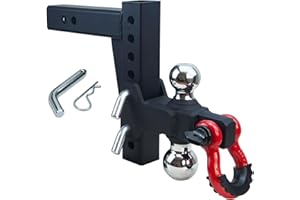 REDTEE Adjustable Trailer Hitch with 2 inch Receiver, 7 inch Drop/Rise Tow Hitch with D Ring Shackle for Trucks, 2 & 2-5/16 I