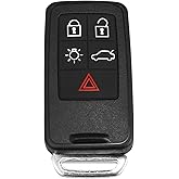 X AUTOHAUX Replacement Keyless Entry Remote Car Key Fob KR55WK49264 433Mhz for Volvo XC60 2010-2017 for Volvo XC70 2008-2016 5 Buttons with Door Key
