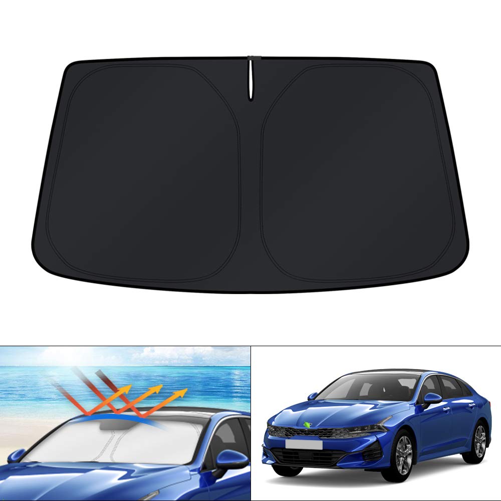 Photo 1 of KUST Windshield Sun Shade for 2021-2026 KIA K5 / 2020-2026 Hyundai Sonata Accessories, Custom Fit Car Front Sunshade Window Sun Visor Protector Foldable Blocks UV Rays Keep Your Car Cooler