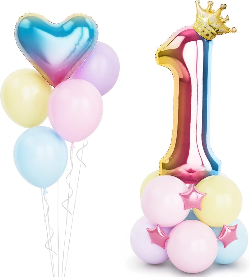 Balloon Dance 40 Inch Rainbow Number 1 Balloon Kit Birthday Party Decor