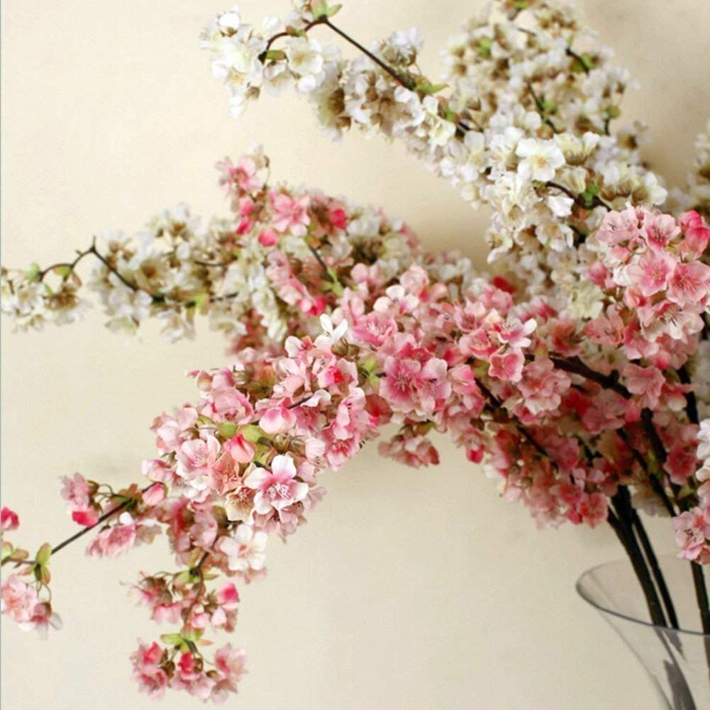 Ahvoler Artificial Cherry Blossom Branches Flowers Stems Silk Tall Fake