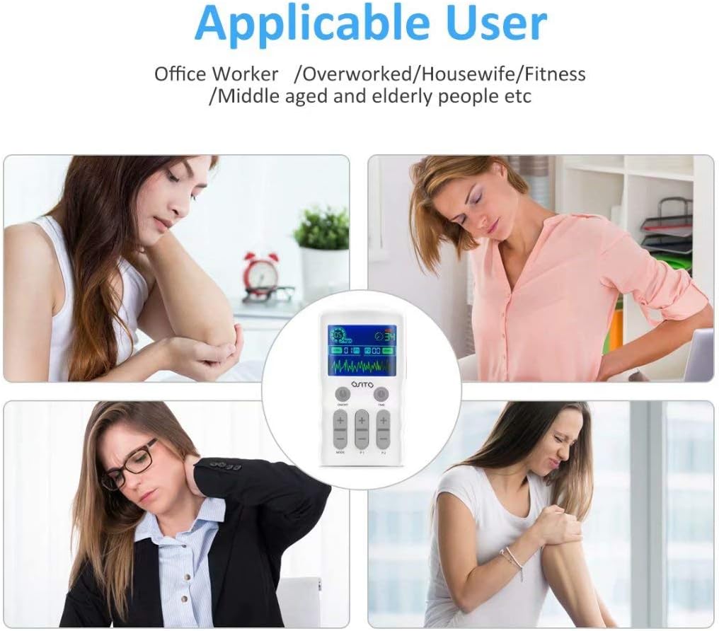TENS Unit Muscle Stimulator OSITO Dual Channel Electric Pulse Massager with Color Display TENS Machine Muscle Therapy 25-Mode 50-Intensity 10 Electrode Pads for Pain Relief: Health & Personal Care
