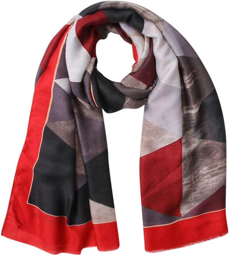 Mjjsk Women Shawl Autumn Geometric Pattern Print Scarves Scarf for women