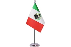 KRMKOT Mexico Mexican Desk Table Flag, Small Mini Mexico Mexican Desktop Flag,Miniature International World Country Flags,Festival Events Celebration,Office decoration