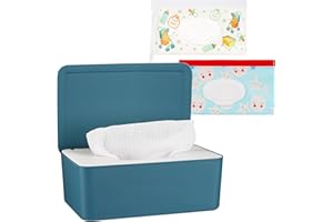 Whiidoom Diaper Wipes Dispenser Wipes Holder, Wipes Tissue Case Keeps Wipes Fresh Tissue Wipes Container with Lid (Blue)