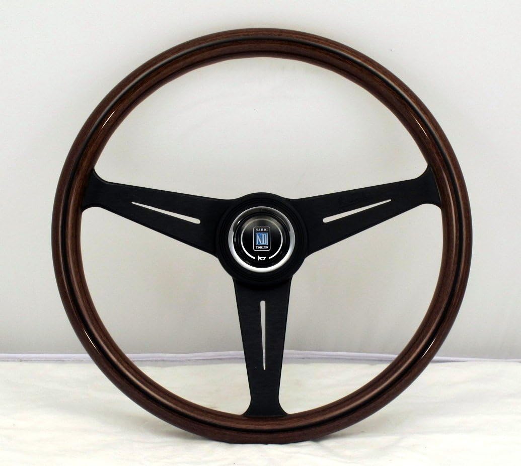 Nardi Steering Wheel - Classic - 390mm (15.35 inches) - Mahogany Wood with Black Anodized Spokes - Black Aluminum Center Ring - KBA/ABE 70065 - Part # 5051.39.2300