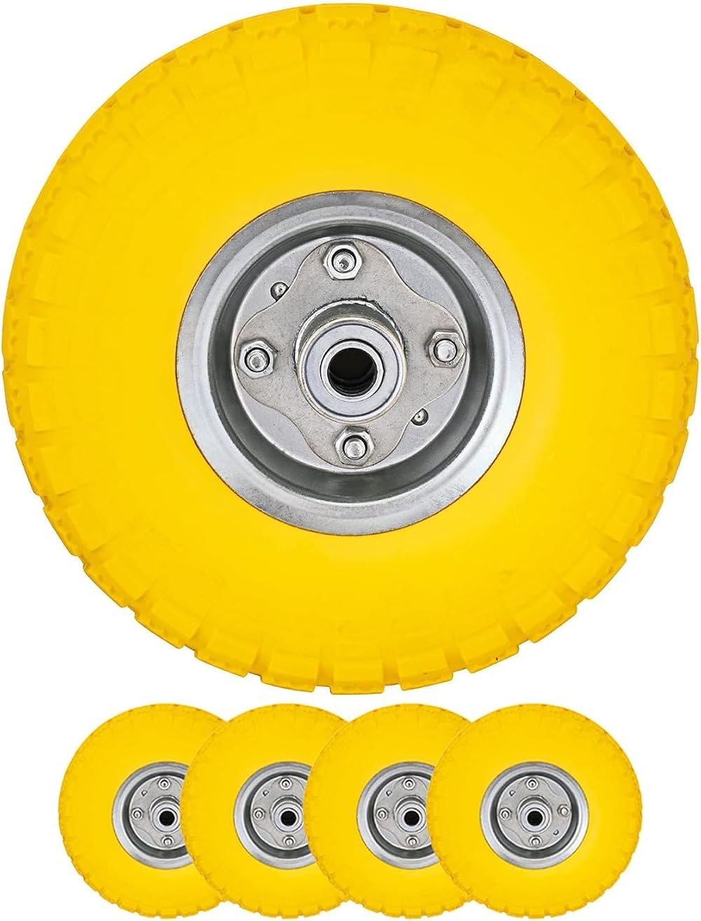 Top Home Solutions 10” Wheelbarrow Wheels 4.10/3.50-4 Solid Rubber Pack of 4