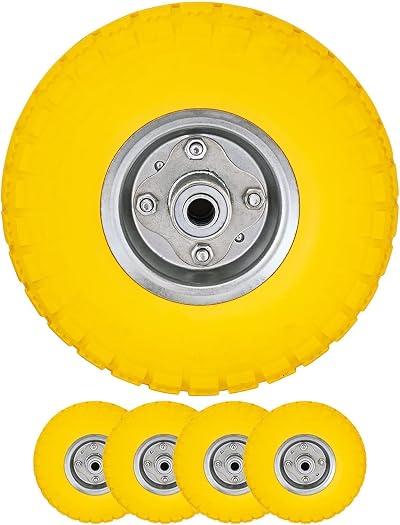 Top Home Solutions 10” Wheelbarrow Wheels 4.10/3.50-4 Solid Rubber Pack of 4