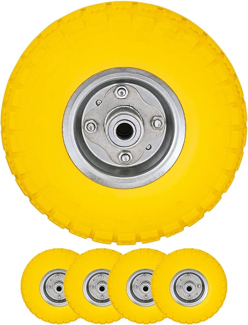 Top Home Solutions 10” Wheelbarrow Wheels 4.10/3.50-4 Solid Rubber Pack of 4